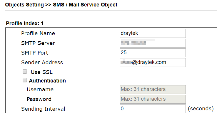 configure the mail profile on Vigor
